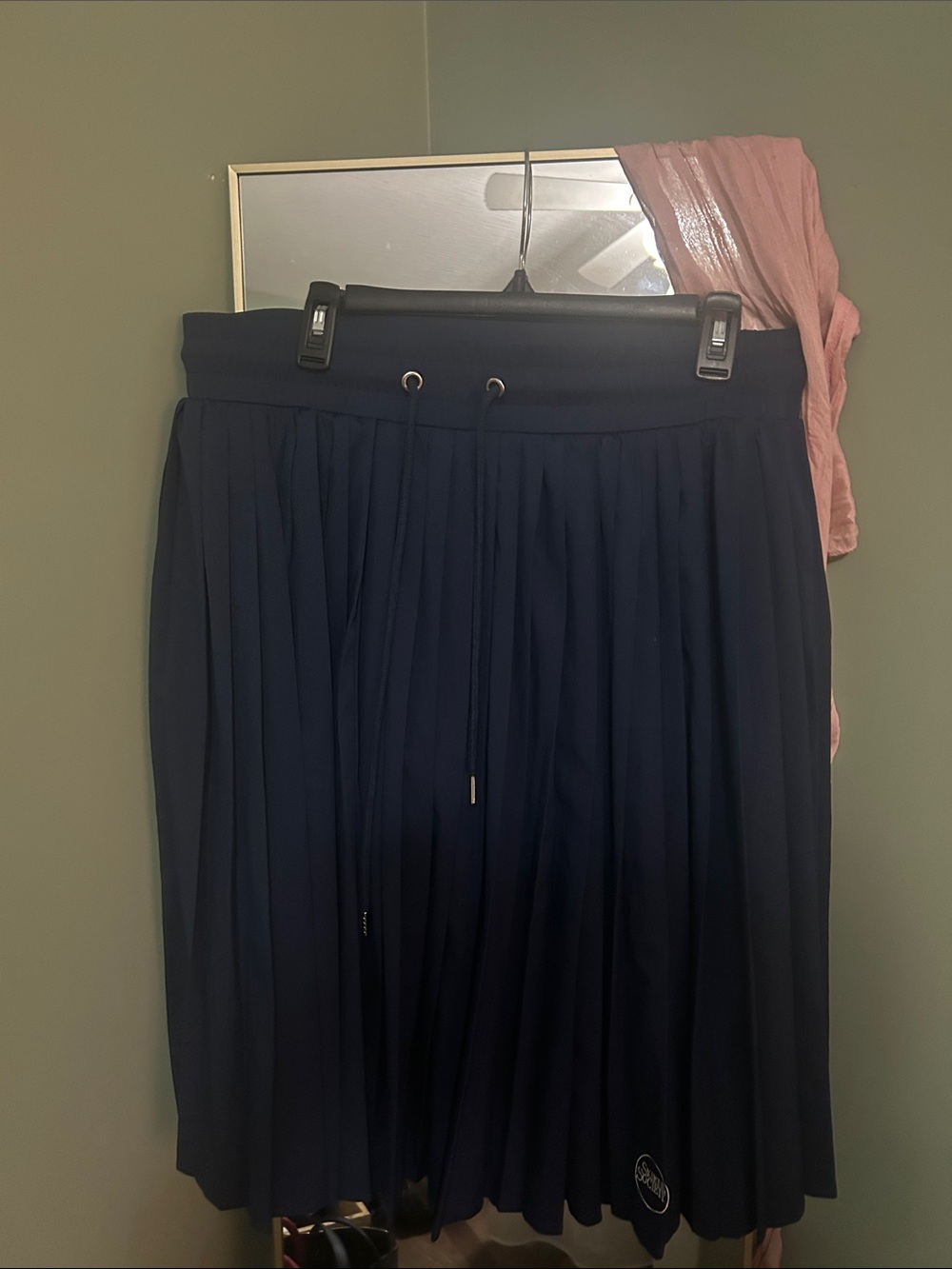 Navy Pleated Drawstring Midi Skirt - Women's -skirt society